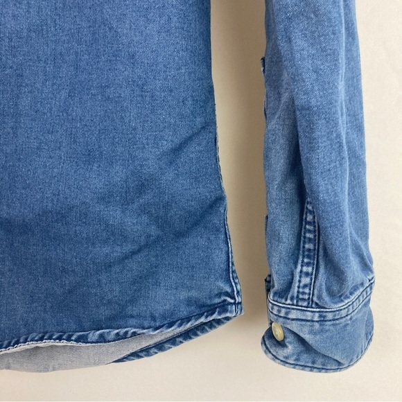 H&m Cotton Denim Button-Down Shirt XS - Picture 5 of 8